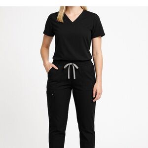 Figs Black Joggers with Gray Accents